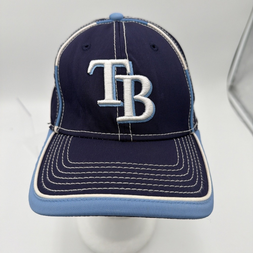 New Era 39THIRTY Tampa Bay Devil Rays Flex Stretch Fit Hat Cap M-L Navy Blue